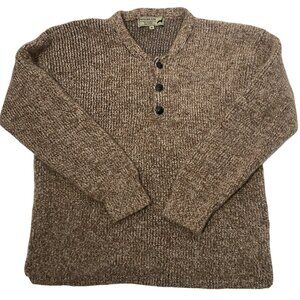 Peruvian Link Alpaca Collection Brown Henley Sweater M 100% Alpaca Knit Pullover